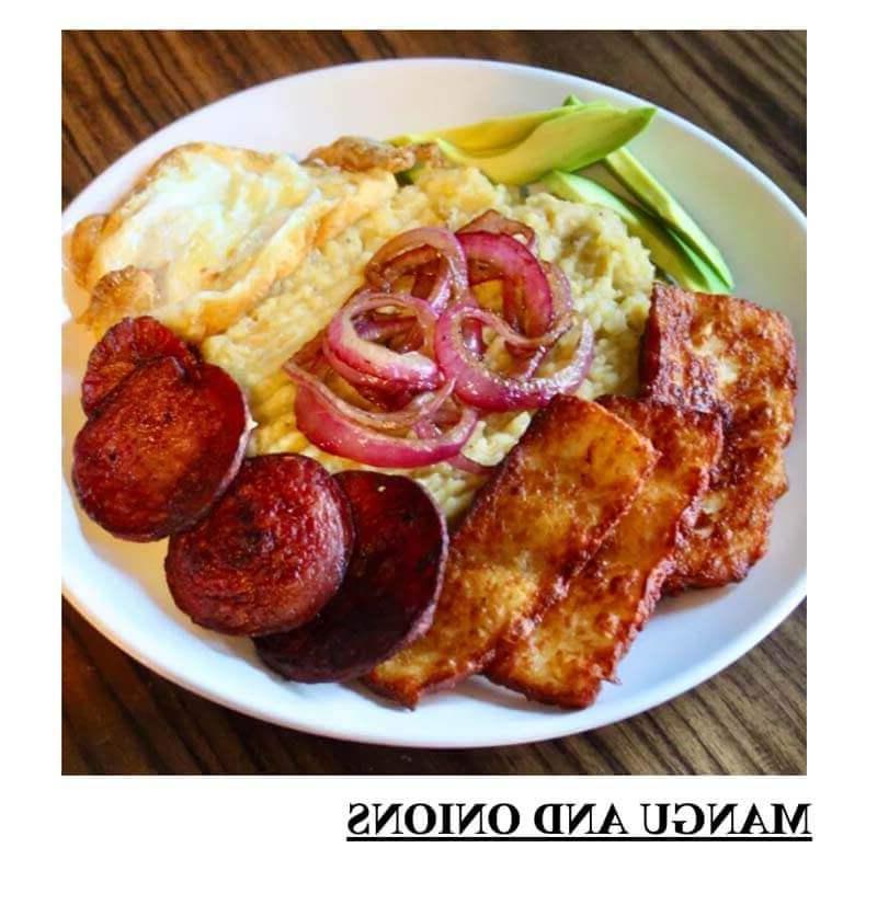 Mangu and Onions from Poly's Art & Social Change community cookbook