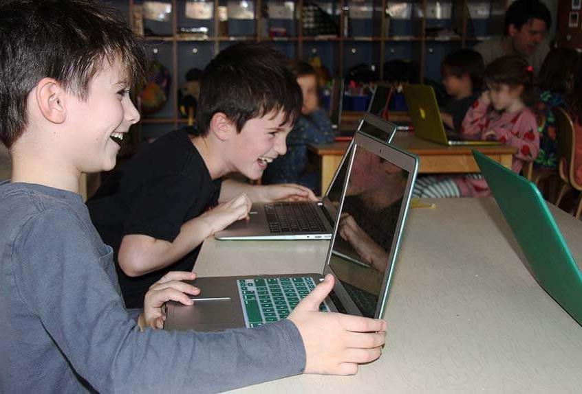 Lower School After School coding - Boys laughing