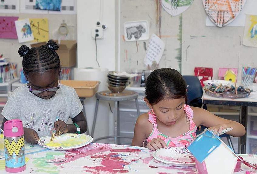 kids doing arts and crafts at Poly Summer day camp