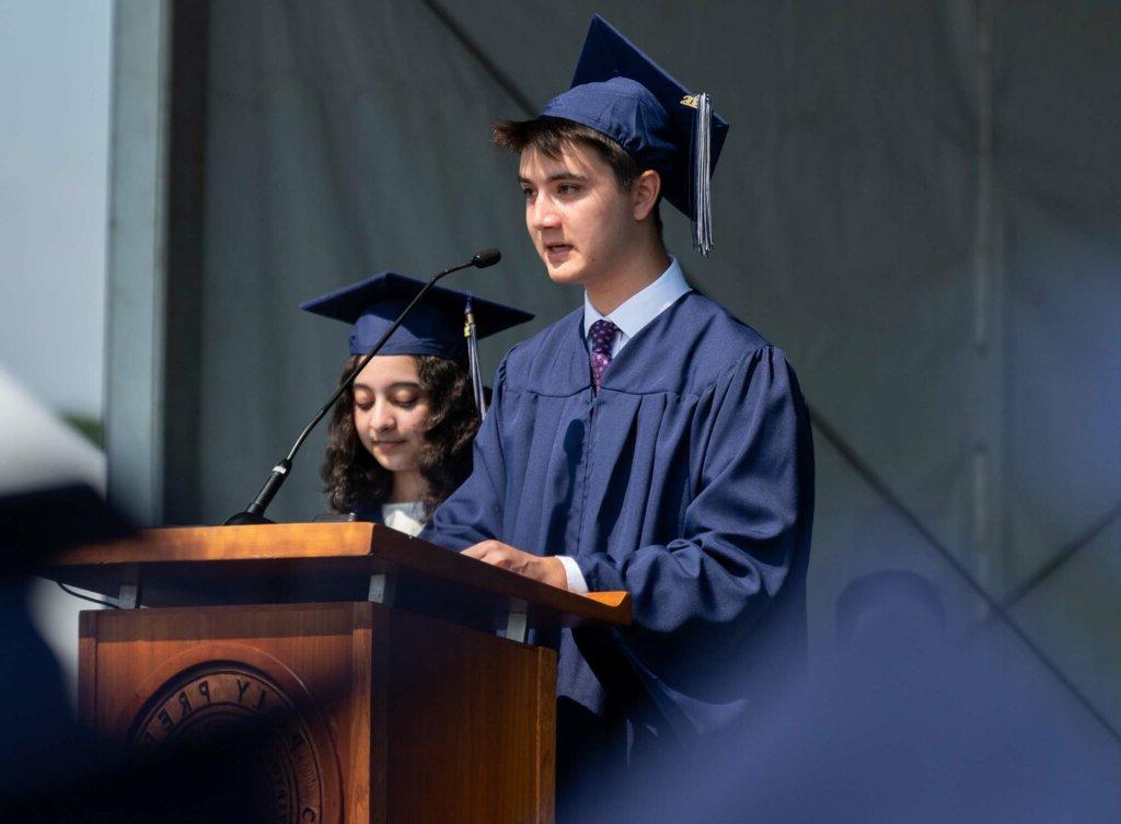 William Ling-Regan '24 speaking at Commencement